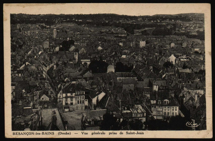 Besançon-les-Bains (Doubs) - Vue générale prise de Saint-Jean [image fixe] , Besançon : Combier imprimeur Mâcon, 1930/1950
