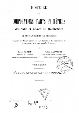 02/01/1910 - Mémoires de la Société d'émulation de Montbéliard [Texte imprimé]