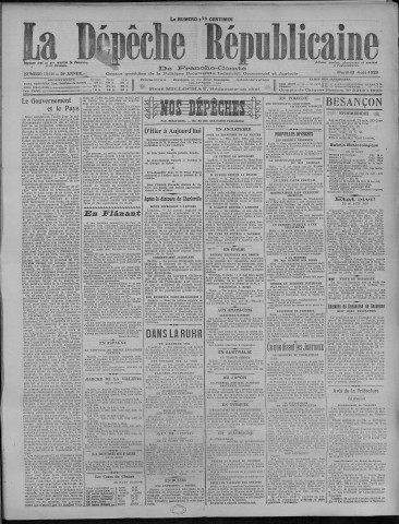 21/08/1923 - La Dépêche républicaine de Franche-Comté [Texte imprimé]