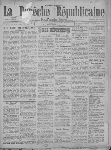 03/01/1921 - La Dépêche républicaine de Franche-Comté [Texte imprimé]