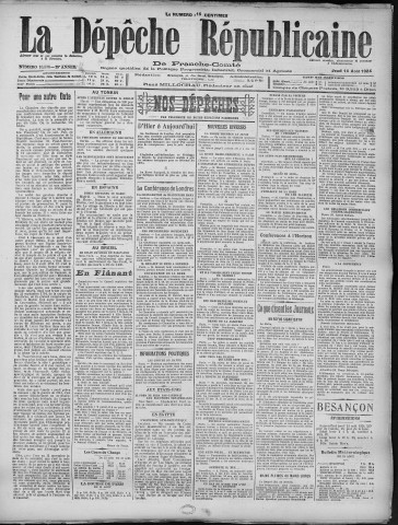 14/08/1924 - La Dépêche républicaine de Franche-Comté [Texte imprimé]