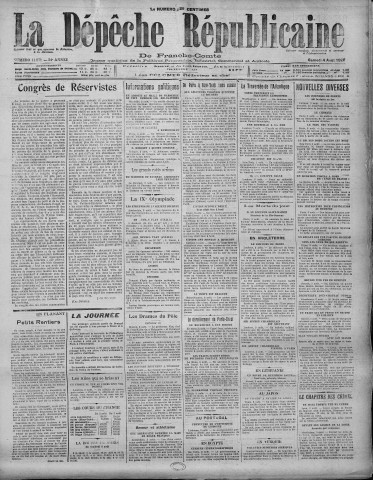 04/08/1928 - La Dépêche républicaine de Franche-Comté [Texte imprimé]