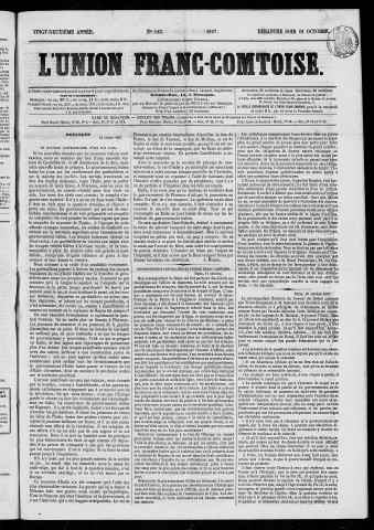 13/10/1867 - L'Union franc-comtoise [Texte imprimé]