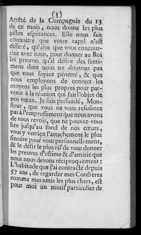 Copie de la lettre écrite à Messieurs les exilés par M. le doyen du Parlement de la part de la compagnie, envoyée le 21 novembre 1760 [Signé : Reud]