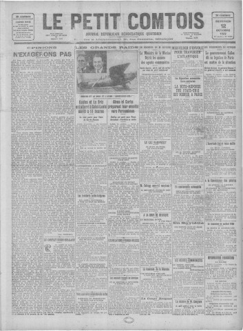 12/10/1927 - Le petit comtois [Texte imprimé] : journal républicain démocratique quotidien