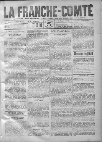 29/02/1892 - La Franche-Comté : journal politique de la région de l'Est
