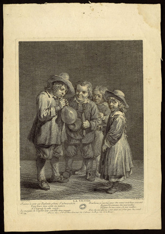La vessie [image fixe] / Teniers pinx.  ; J. Ph. Le Bas Scul. , A Paris : chez J. P. Le Bas graveur du cabinet du roy rue de la Harpe, [1707-1783]
