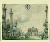 Arc de triomphe sur une place publique. Projet de décor de théâtre / Pierre-Adrien Pâris , [S.l.] : [P.-A. Pâris], [1700-1800]