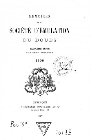 20/01/1906 - Mémoires de la Société d'émulation du Doubs [Texte imprimé]