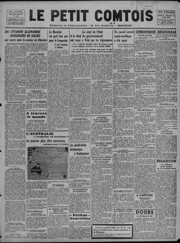 13/06/1942 - Le petit comtois [Texte imprimé] : journal républicain démocratique quotidien