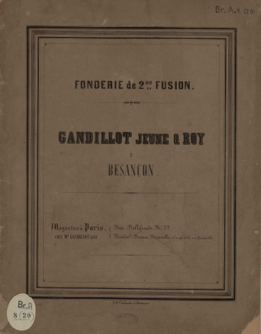 Fonderie de 2e fusion, Gandillot jeune et Roy à Besançon : [Catalogue]