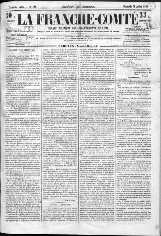 31/07/1859 - La Franche-Comté : organe politique des départements de l'Est