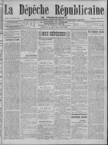 05/04/1912 - La Dépêche républicaine de Franche-Comté [Texte imprimé]