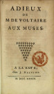 Adieux de M. de Voltaire aux muses
