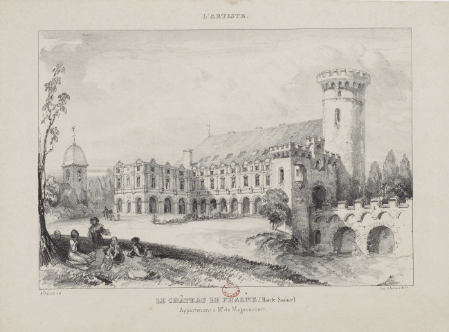 Le Château de Frasne [estampe] : Haute-Saône, appartenant à Mr de Magnoncourt / A. Durand, delineavit , [S.l.] : impr. d'Aubert et cie, [1800-1899]