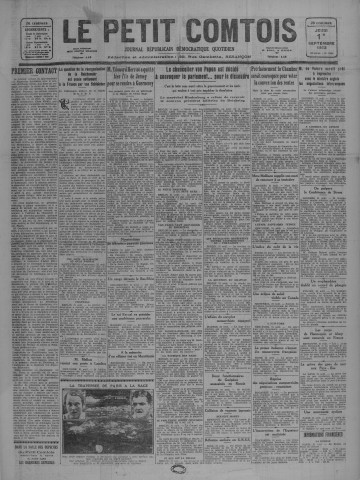 01/09/1932 - Le petit comtois [Texte imprimé] : journal républicain démocratique quotidien