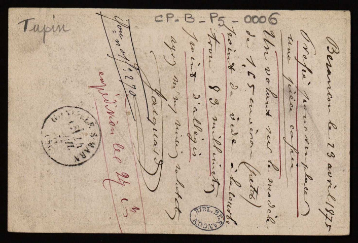 [Carte postale précurseur sans illustration] [image fixe] , 1873/1875