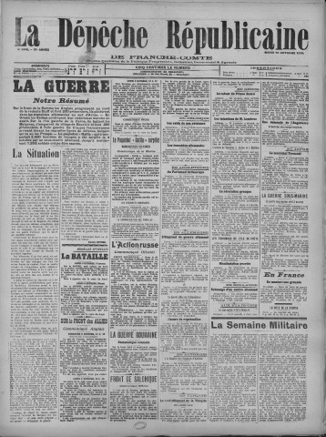 10/10/1916 - La Dépêche républicaine de Franche-Comté [Texte imprimé]