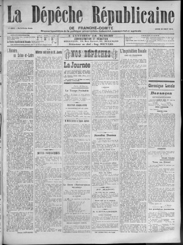 25/08/1913 - La Dépêche républicaine de Franche-Comté [Texte imprimé]