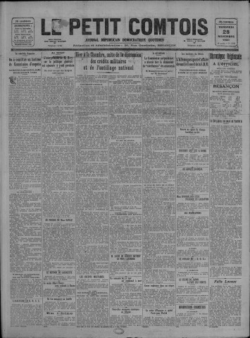 28/11/1930 - Le petit comtois [Texte imprimé] : journal républicain démocratique quotidien