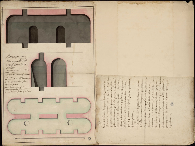 Plan et profil de la grande citerne de la Citadelle ... [Image fixe] , Besançon, 1732