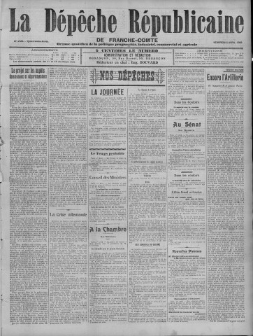 02/04/1909 - La Dépêche républicaine de Franche-Comté [Texte imprimé]