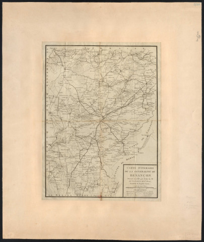 Carte itinéraire de la Généralité de Besançon. Dressée en 1788 par ordre de M.r Caumartin de St-Ange, intendant de Franche-Comté. Echelle de 2000 toises. [Document cartographique] , 1788