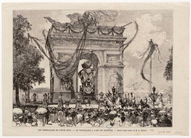 Les funérailles de Victor Hugo. [image fixe] / Dessin d'après nature de M. A. Gérardin. ; F. Petit , 1885