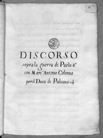 Ms Chiflet 80 - « Recueil de pièces d'Estat. Tome II. » Pièces italiennes du XVIe siècle