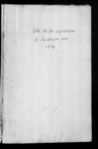 Registre de Capitation pour l'année 1759