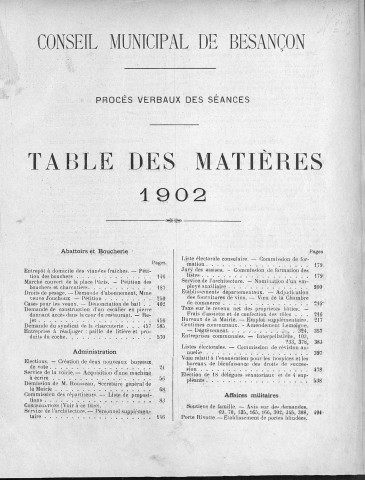 Registre des délibérations du Conseil municipal pour l'année 1902 (imprimé)