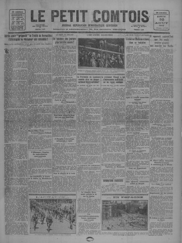 20/08/1932 - Le petit comtois [Texte imprimé] : journal républicain démocratique quotidien