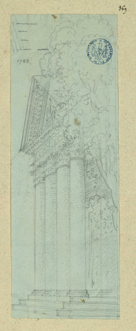 Colonnade d'un temple, perspective fuyante. Projet de décor de théâtre / Pierre-Adrien Pâris , [S.l.] : [P.-A. Pâris], [1700-1800]
