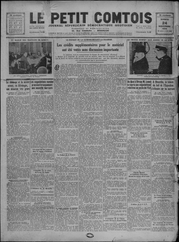 24/11/1934 - Le petit comtois [Texte imprimé] : journal républicain démocratique quotidien