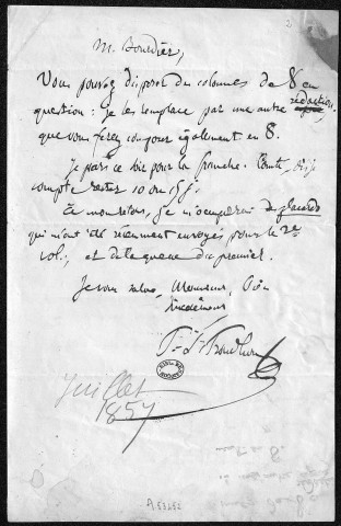 Ms 2607 - Lettres de Pierre-Joseph Proudhon