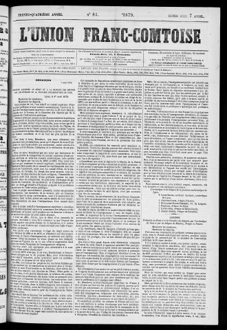 07/04/1879 - L'Union franc-comtoise [Texte imprimé]