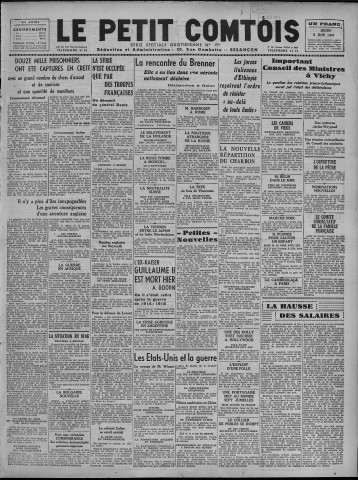 05/06/1941 - Le petit comtois [Texte imprimé] : journal républicain démocratique quotidien