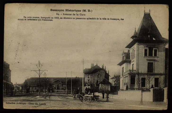 Avenue de la Gare [image fixe] , Besançon : Cliché Ch. Leroux, 1910/1923