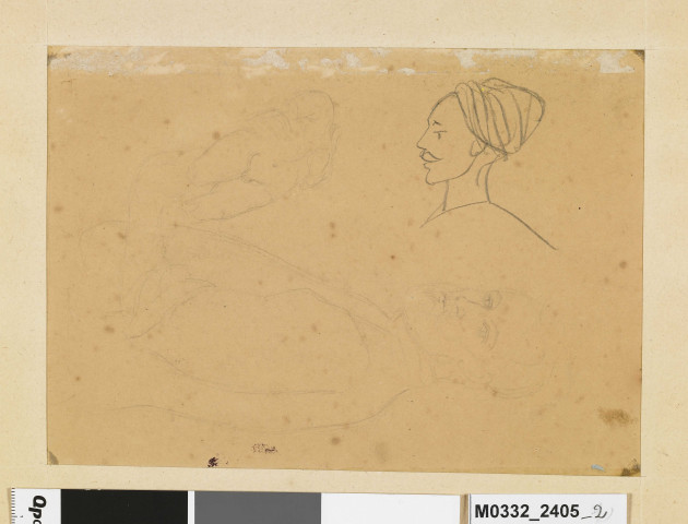 Trois profils et deux têtes d'hommes de type oriental (recto) ; deux études d'hommes (verso)