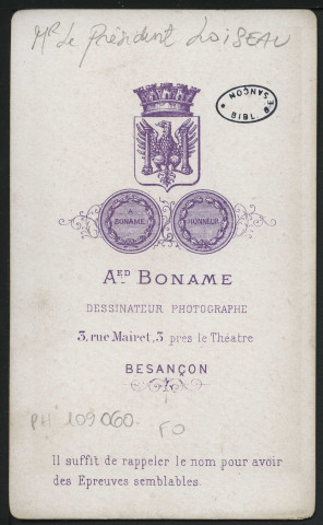 Boname, Alfred. "Mr Le président Loiseau" (en buste) : Gustave Loiseau, 1814-1879