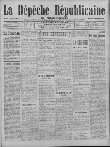 20/11/1912 - La Dépêche républicaine de Franche-Comté [Texte imprimé]