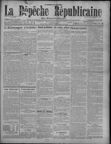 28/10/1927 - La Dépêche républicaine de Franche-Comté [Texte imprimé]