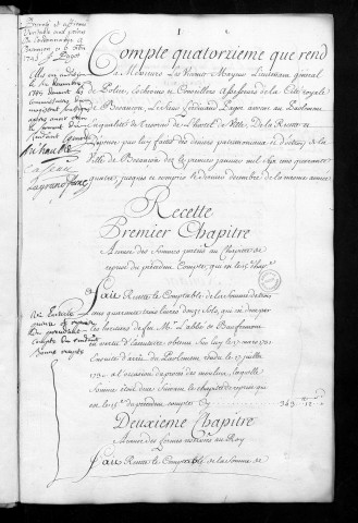 Comptes de la Ville de Besançon, recettes et dépenses, Compte de Ferdinand Pagot (1744)