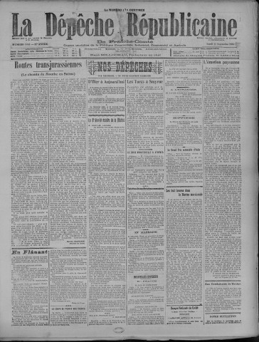 11/09/1922 - La Dépêche républicaine de Franche-Comté [Texte imprimé]