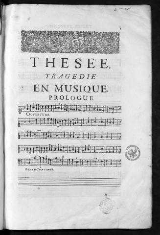 Thésée, tragédie mise en musique [par Jean-Baptiste Lully ; livret de Philippe Quinault]