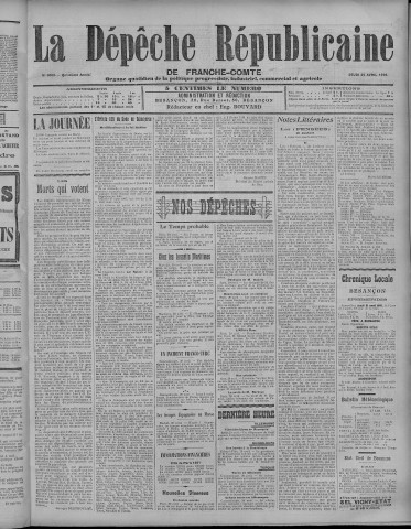 21/04/1910 - La Dépêche républicaine de Franche-Comté [Texte imprimé]