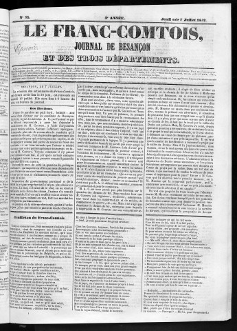 07/07/1842 - Le Franc-comtois - Journal de Besançon et des trois départements