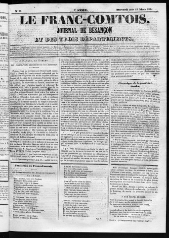 13/03/1844 - Le Franc-comtois - Journal de Besançon et des trois départements
