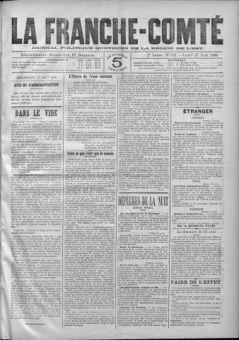 27/08/1888 - La Franche-Comté : journal politique de la région de l'Est