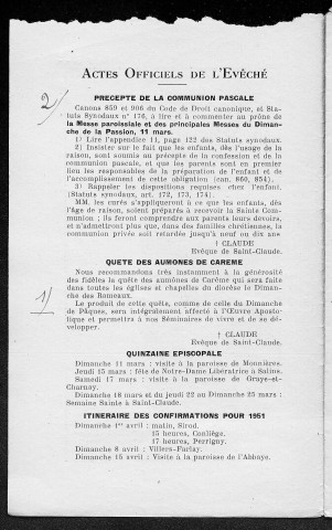 08/03/1951 - La Semaine religieuse du diocèse de Saint-Claude [Texte imprimé]